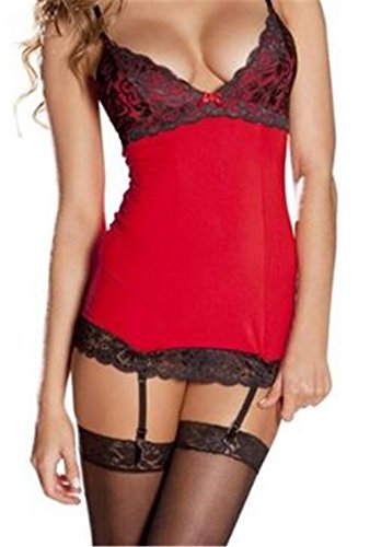 CRAVOG Damen Reizwäsche Spitze Kleid Unterwäsche Nachtwäsche Babydoll G-String - 1