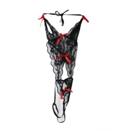 Damen Dessous Body, aus Spitze, Schwarz - 1