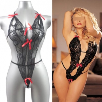 Damen Dessous Body, aus Spitze, Schwarz - 2