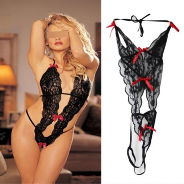 Damen Dessous Body, aus Spitze, Schwarz - 3