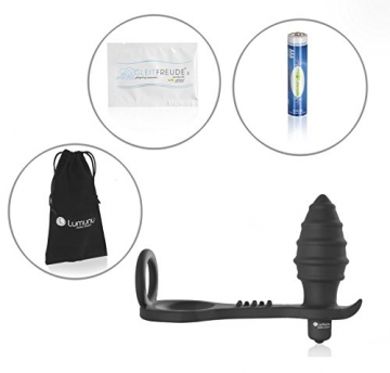 Deluxe Analplug Lumunu Heckschraube, Analvibrator mit integriertem Penisring und Hodenschlaufe - 8
