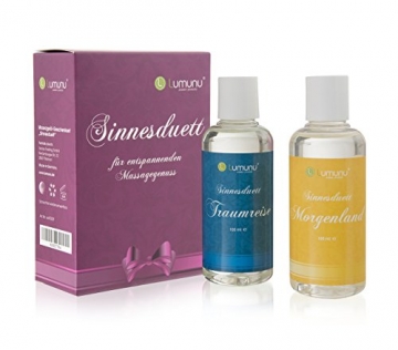 Deluxe Massageöl Geschenkset (2x100ml) Lumunu Sinnesduett, für entspannenden Massagegenuss - 1