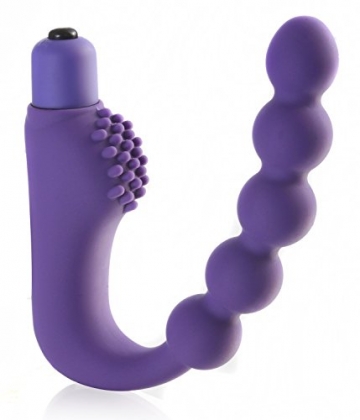 Deluxe Silikon Analvibrator Bad Boy mit Kugelkette & 5 Vibrationen, Perenium Prostata Massage - 1