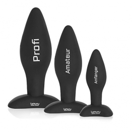 Deluxe Silikon Butt Plug Set (Ø 28,Ø 40 & Ø 45), Analplugs mit Standfuss - 1