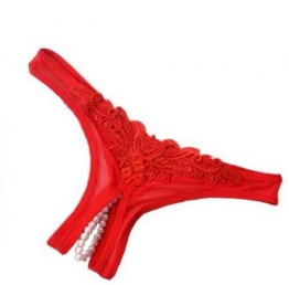 Demarkt Damen Sexy Unterhose Unterwäscher Slip Reizwäsche Mit Perlen in Rot - 1