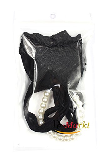 Demarkt Damen Sexy Unterhose Unterwäscher Slip Reizwäsche Mit Perlen in Schwarz - 2