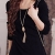 Doukia Schnüren Sie sich netten langen ärmeln Rundhals zweiteilige Set Pullover Kleid Strickkleid XS-Schwarz - 4