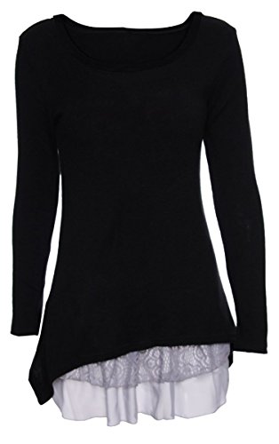 Doukia Schnüren Sie sich netten langen ärmeln Rundhals zweiteilige Set Pullover Kleid Strickkleid XS-Schwarz - 6