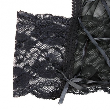 Eleery Reizwäsche Nachtwäsche Kostüm Uniform Lingerie Durchsichtig Bandage Spitze Babydolls (Schwarz) - 7