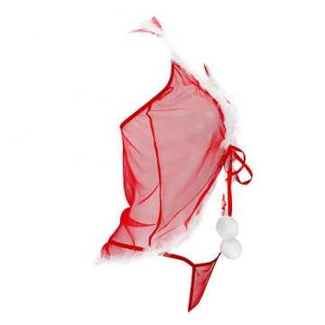 Eleery Weihnachts Kostüm Xmas Babydoll Reizwäsche Nachtwäsche Lingerie in Rot (Weihnachten) - 3