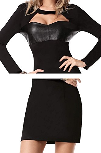 FINEJO Damen Langarm Bodycon Party Cut Off Casual Ballkleid Kleid - 6