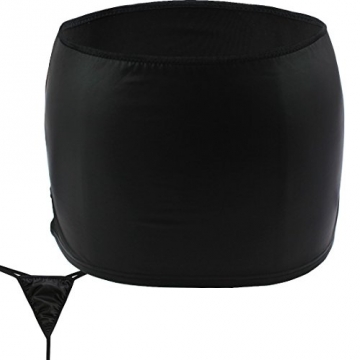 iEFiEL Damen Wetlook Mini Rock Lack Leder Look Dessous mit G-String Shorts Unterwäsche - 3