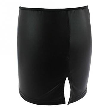 iEFiEL Damen Wetlook Mini Rock Lack Leder Look Dessous mit G-String Shorts Unterwäsche - 5