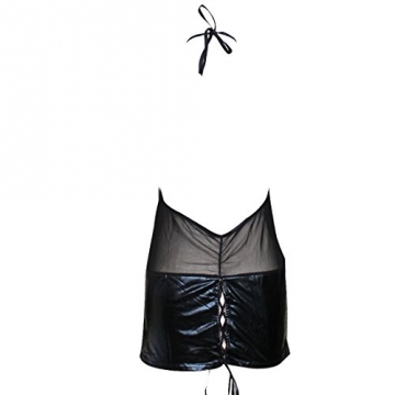iiniim Sexy Damen Lingerie Dessous Lack Leder Clubwear Minikleid Partykleid - 4