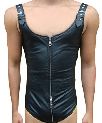 Lederbody Herren catsuit Reißverschluss durchgängig L XL XXL ECHTES LEDER Anzug 48 50 52 (XXL) - 3