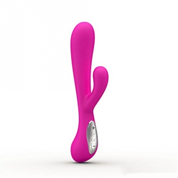 LuxuryToys Amy wasserdichter Silikon Rabbit Vibrator mit Voice Control Funktion (Klitoris Stimulation, G Punkt Vibrator, Aufladbar, über 40 Einstellungsmöglichkeiten) (Pink) - 1