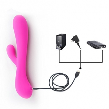 LuxuryToys Amy wasserdichter Silikon Rabbit Vibrator mit Voice Control Funktion (Klitoris Stimulation, G Punkt Vibrator, Aufladbar, über 40 Einstellungsmöglichkeiten) (Pink) - 3