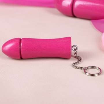 Luxus Tussy Pinker Dildo Schlüsselanhänger aus Holz - 3