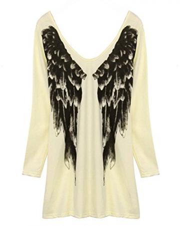 Minetom Damen Sexy V-Aussichnitt Angel Wing Engel Flügel Bluse Pullover Pulli Langarm T-shirt Tops Bluse ( DE 42 ) - 3