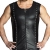 Schwarze Herren wetlook Weste mit Reißverschluss und Verzierungen aus Metall Rocker Weste 2XL - 1