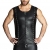 Schwarze Herren wetlook Weste mit Reißverschluss und Verzierungen aus Metall Rocker Weste 2XL - 3