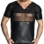 Schwarzes Herren Dessous wetlook T-Shirt teiltransparent Männer Shirt erotisch dehnbar 2XL - 1