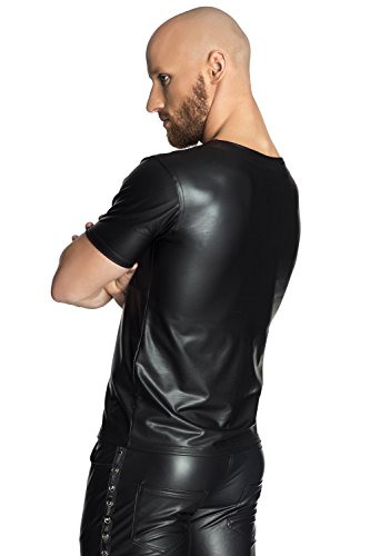 Schwarzes Herren Dessous wetlook T-Shirt teiltransparent Männer Shirt erotisch dehnbar 2XL - 2