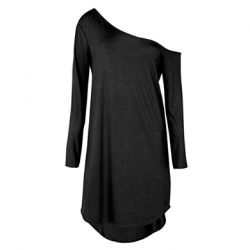 Sitengle Damekleid Langarmshirt Casual Tunika Longshirt Winter Pullover Tops Frauen Minikleid Sexy Off-Schulter Knielang Kleid - 2