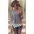 Sitengle Damen Langarmshirt Blusen Asymmetrisch Sexy T shirt Casual Rundhals Langshirt Oberteil Tops Mit Spitzensaum - 2