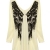 ZANZEA Sexy Damen V-Aussichnitt Langarm Angel Wing Engel Flügel Bluse Pullover Pulli Shirt Tops Beige EU 36 - 3